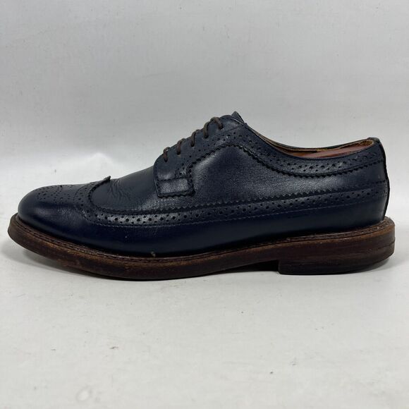 RANCOURT Shoes Mens 9.5D Oxford Leather Dress Longwing Wingtip Blue Maine USA main image 9